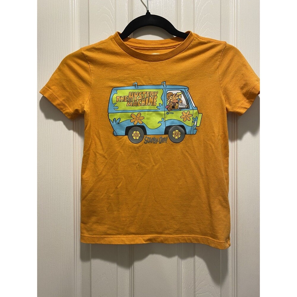 Scooby-Doo Mystery Machine Kids Size Small (6-7) Funny Cartoon Orange Tee Shaggy